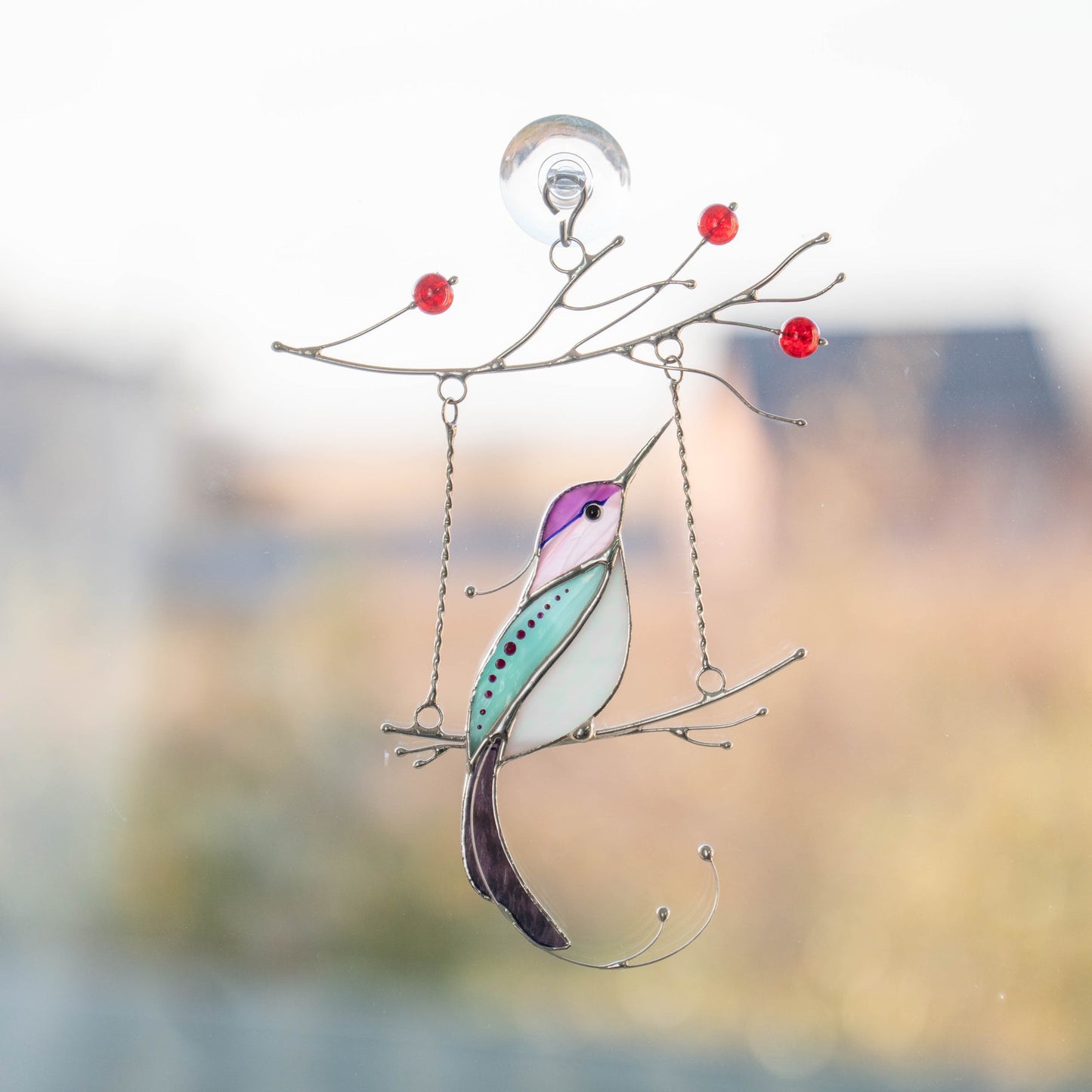 PURPLE HUMMINGBIRD SUNCATCHER