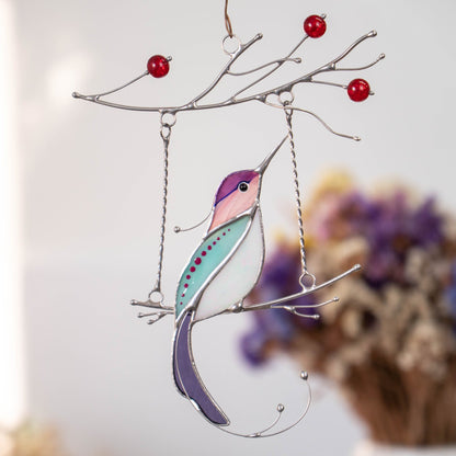 PURPLE HUMMINGBIRD SUNCATCHER