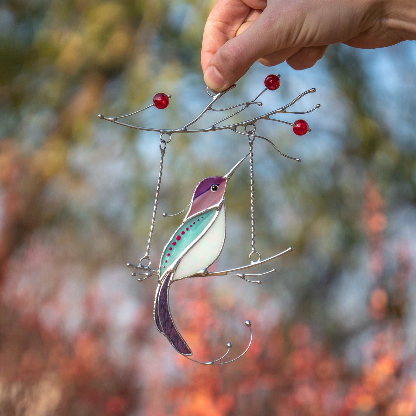 PURPLE HUMMINGBIRD SUNCATCHER