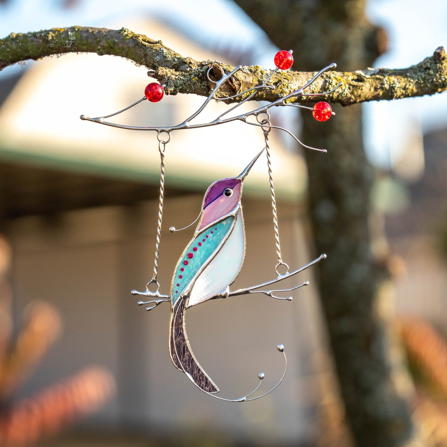 PURPLE HUMMINGBIRD SUNCATCHER