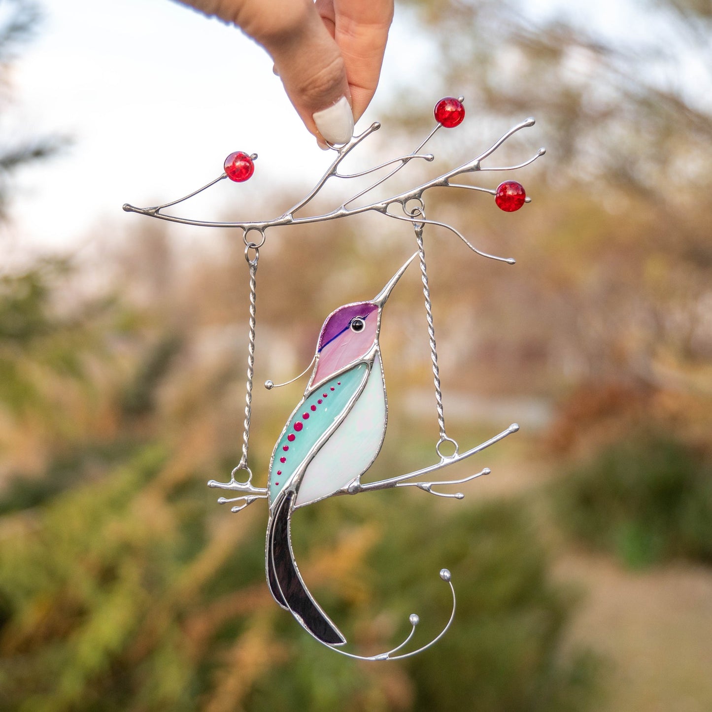 PURPLE HUMMINGBIRD SUNCATCHER