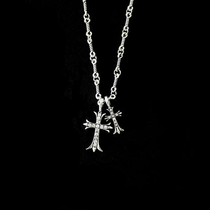 Unisex Necklace Cross 925 Silver Plated