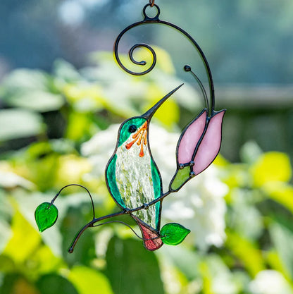 STAINED GLASS BIRD - HUMMINGBIRD WINDOW HANGING