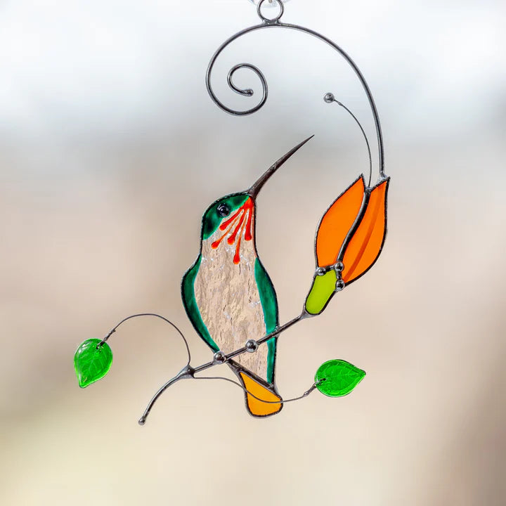 STAINED GLASS BIRD - HUMMINGBIRD WINDOW HANGING