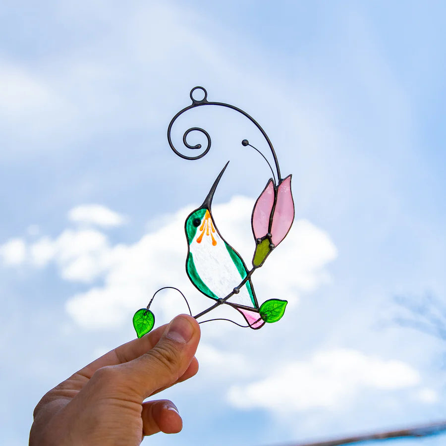 STAINED GLASS BIRD - HUMMINGBIRD WINDOW HANGING