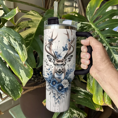 Gobelet brillant de 40 oz Hunting Deer Floral v2