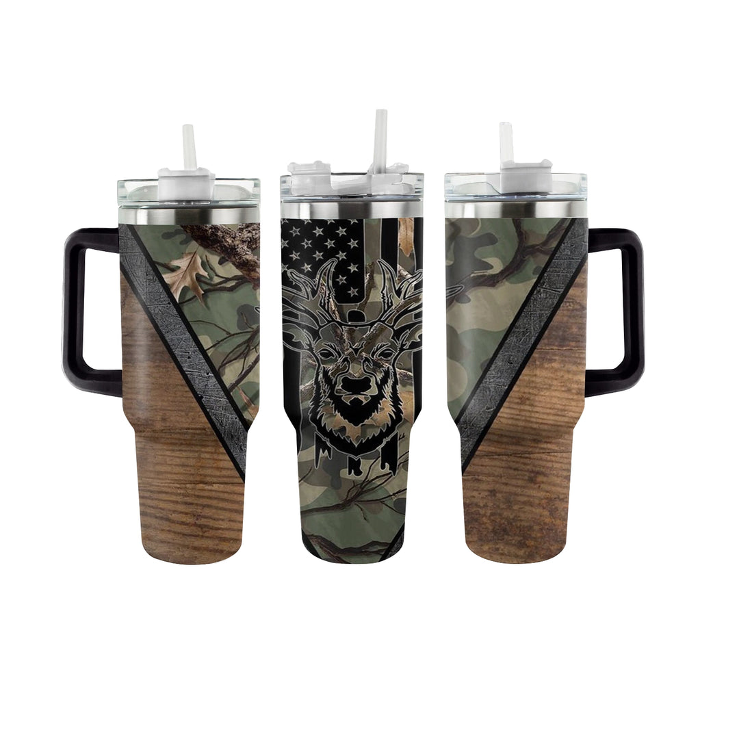 Gobelet brillant de 40 oz, chasse, cerf sauvage, camouflage