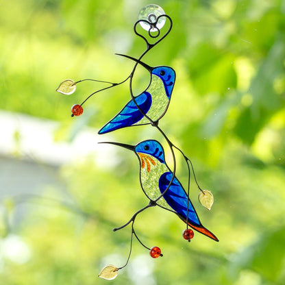 BLUE HUMMINGBIRDS ON THE BRANCH