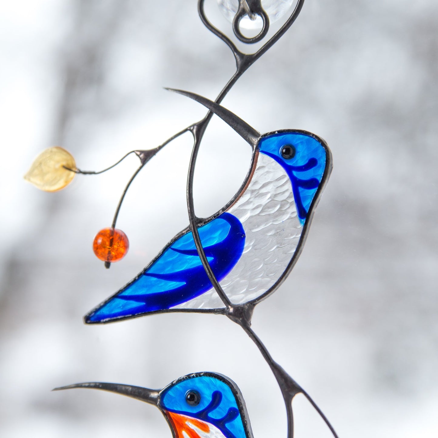 BLUE HUMMINGBIRDS ON THE BRANCH