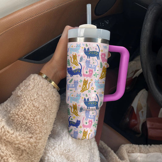 40 Oz Shineful Tumbler Playful Cats Tumbler