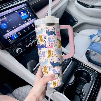 40 Oz Shineful Tumbler Playful Cats Tumbler