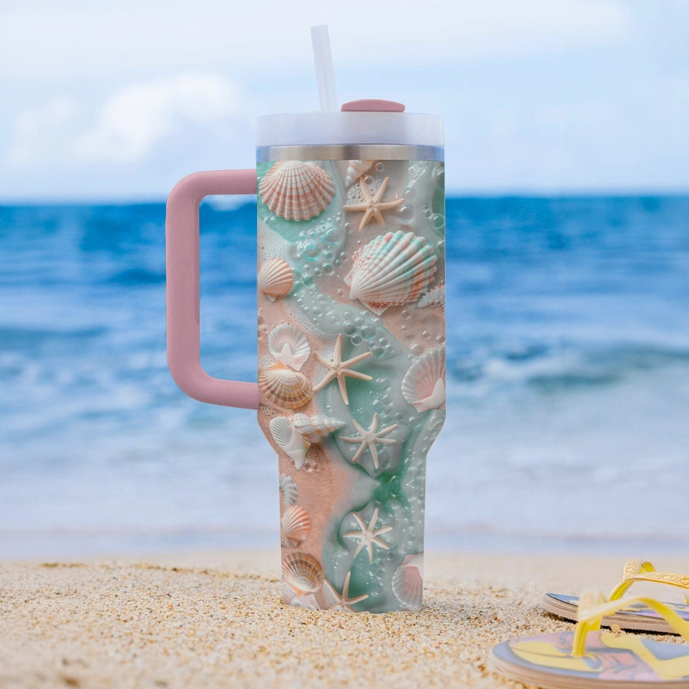 40 Oz  Shineful Tumbler Vibrant Seashell Serenity Tumbler