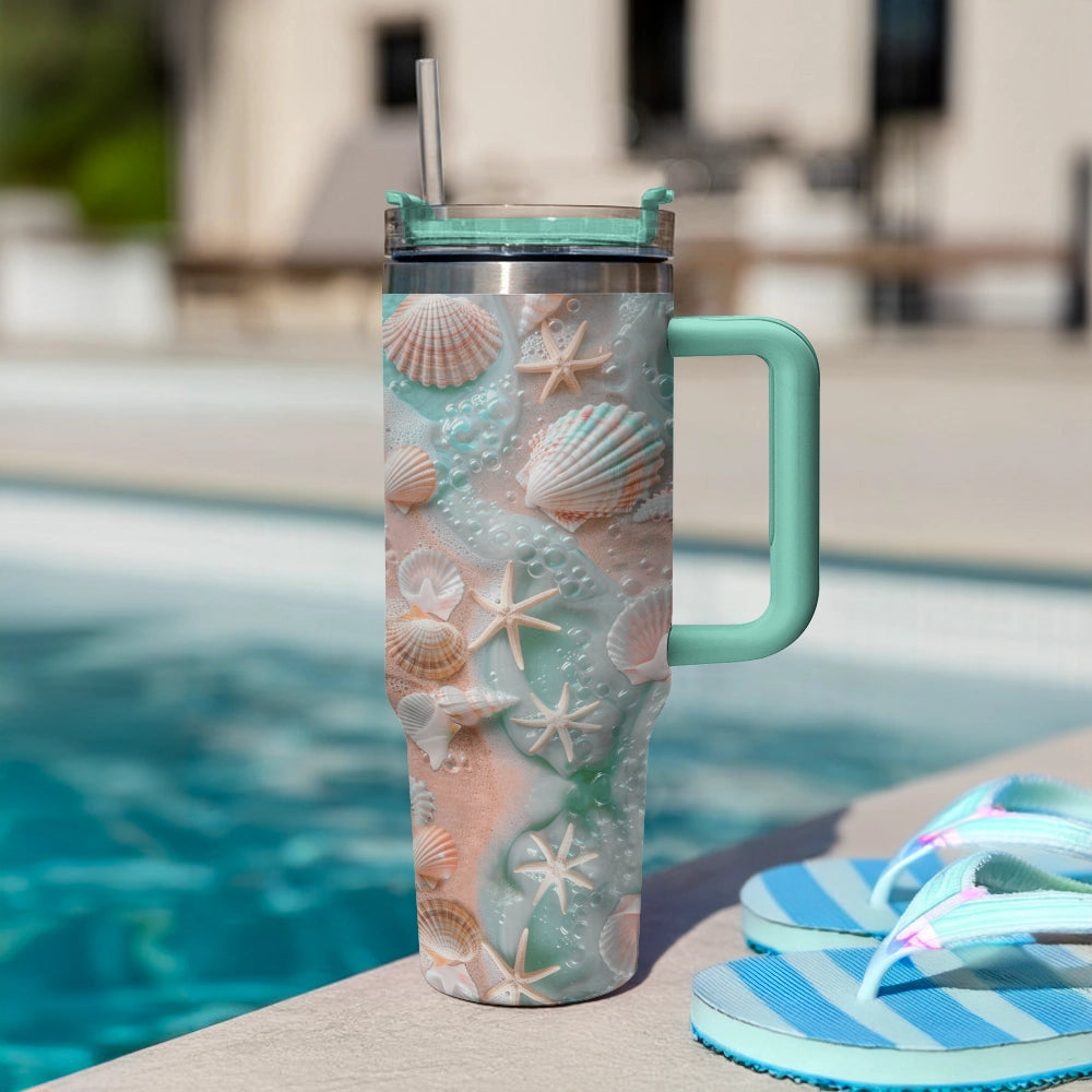 40 Oz  Shineful Tumbler Vibrant Seashell Serenity Tumbler