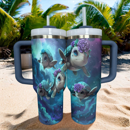 40 Oz Shineful Tumbler Sea Turtle Enchanted Cosmic Voyage