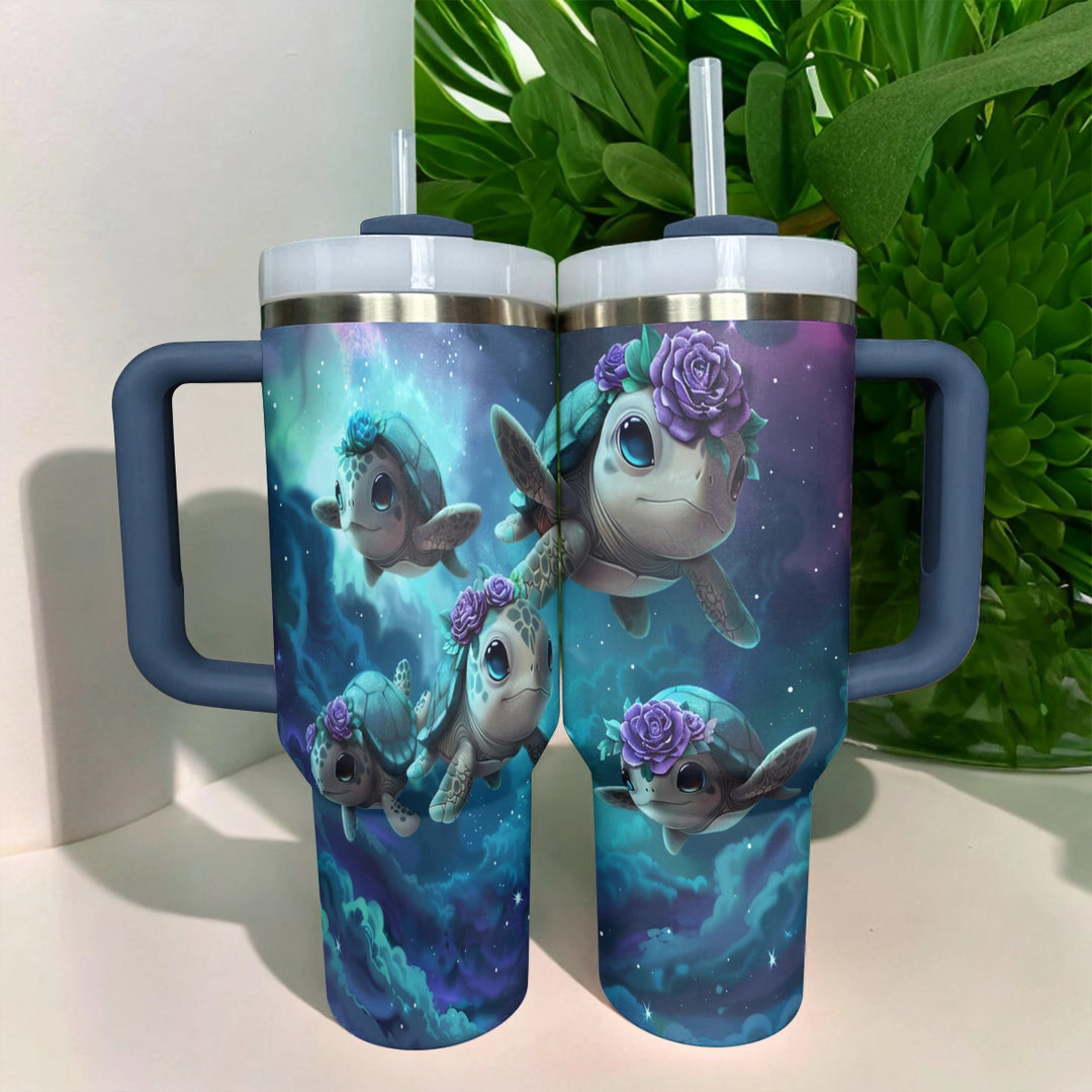 40 Oz Shineful Tumbler Sea Turtle Enchanted Cosmic Voyage