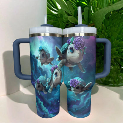 40 Oz Shineful Tumbler Sea Turtle Enchanted Cosmic Voyage