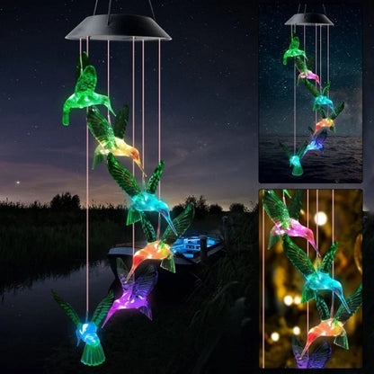 This Week Hot Sale❤️‍🔥Solar Hummingbird Wind Chimes🐦