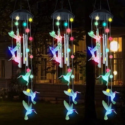 This Week Hot Sale❤️‍🔥Solar Hummingbird Wind Chimes🐦