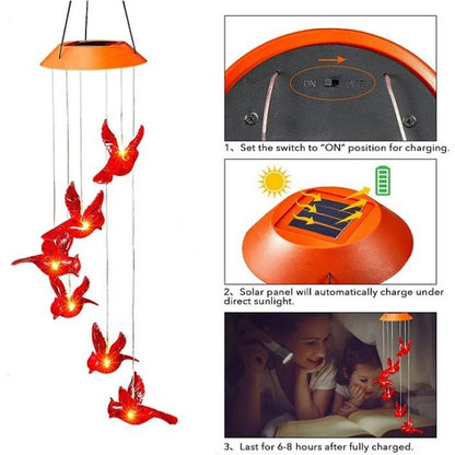 This Week Hot Sale❤️‍🔥Solar Hummingbird Wind Chimes🐦