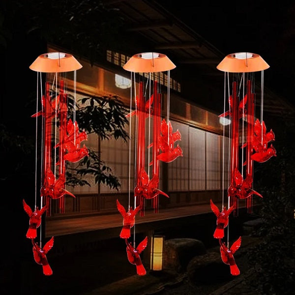 This Week Hot Sale❤️‍🔥Solar Hummingbird Wind Chimes🐦