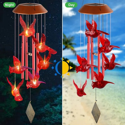 This Week Hot Sale❤️‍🔥Solar Hummingbird Wind Chimes🐦