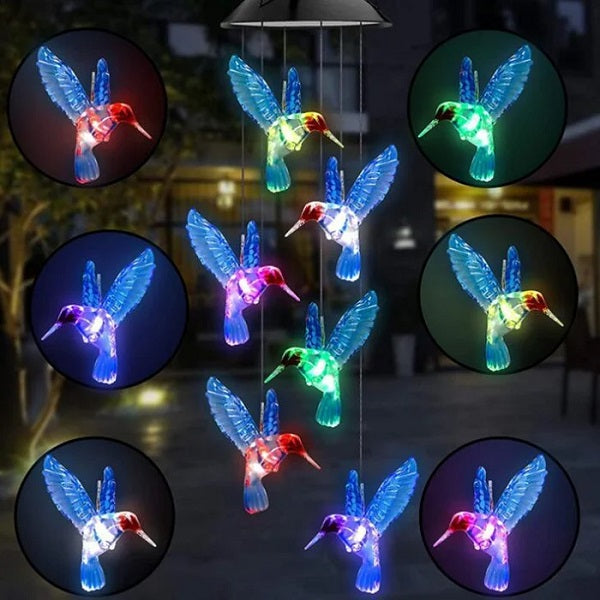 This Week Hot Sale❤️‍🔥Solar Hummingbird Wind Chimes🐦