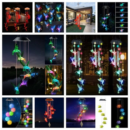 This Week Hot Sale❤️‍🔥Solar Hummingbird Wind Chimes🐦