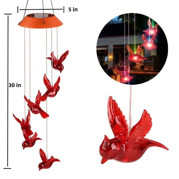 This Week Hot Sale❤️‍🔥Solar Hummingbird Wind Chimes🐦