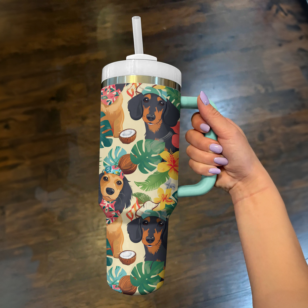 40 Oz  Shineful Tumbler Tropical Bandanas Dachshunds