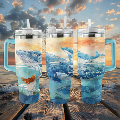 40 Oz  Shineful Tumbler Whale Harmony and Girl