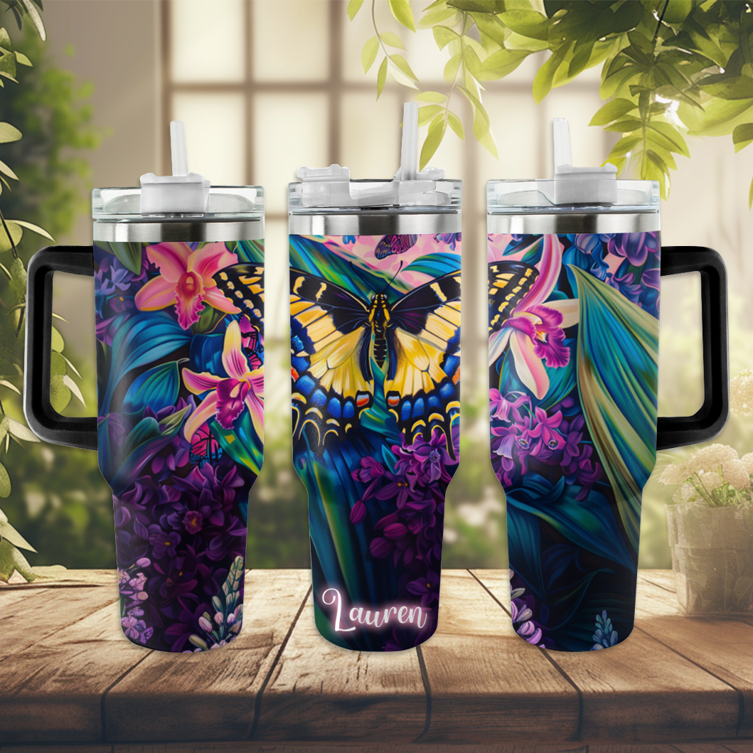 40 Oz Shineful Personalized Tumbler Enchanting Butterfly free-gift-icon