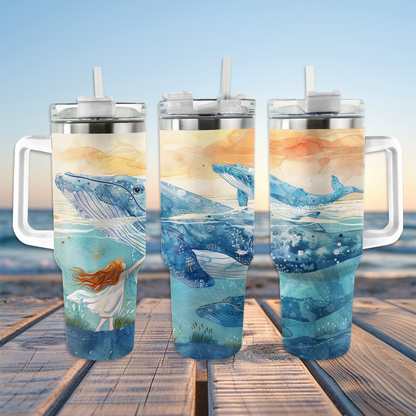 40 Oz  Shineful Tumbler Whale Harmony and Girl