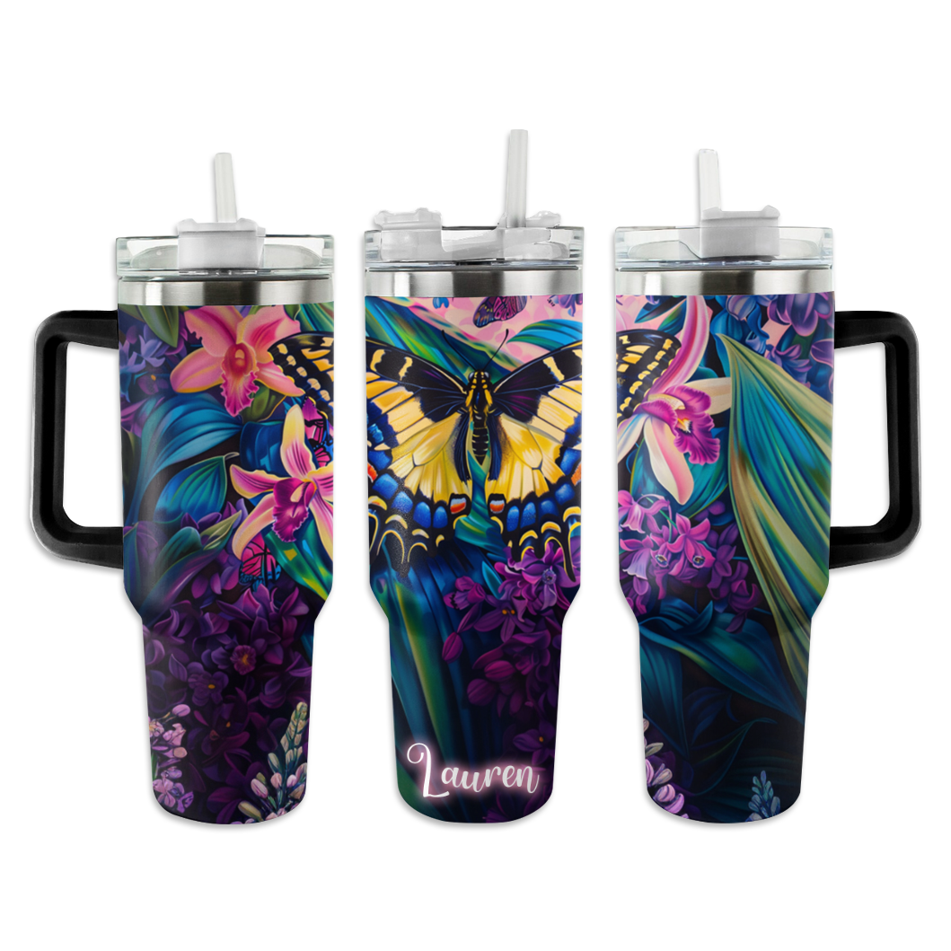 40 Oz Shineful Personalized Tumbler Enchanting Butterfly free-gift-icon