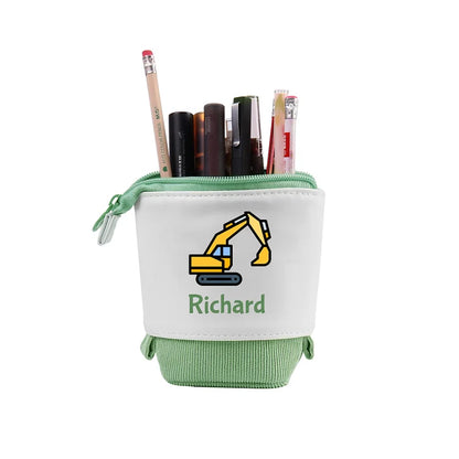 Personalized Pencil Case Custom Name & Vehicle Pattern Pen Pouch Back To School Gift for Sons Daughters