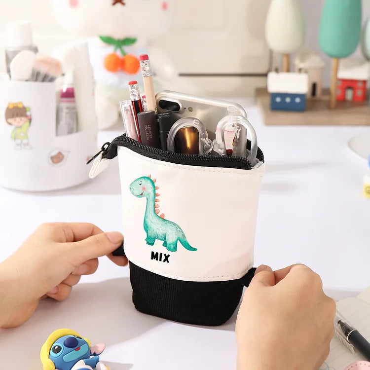 Personalisiertes Federmäppchen mit individuellem Namen und Dinosaurier-Muster, Stiftetasche, Schulanfang, Geschenk für Jungen und Mädchen