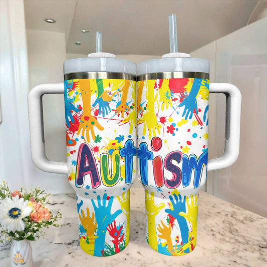 40 Oz Shineful Tumbler Be Happy Autism