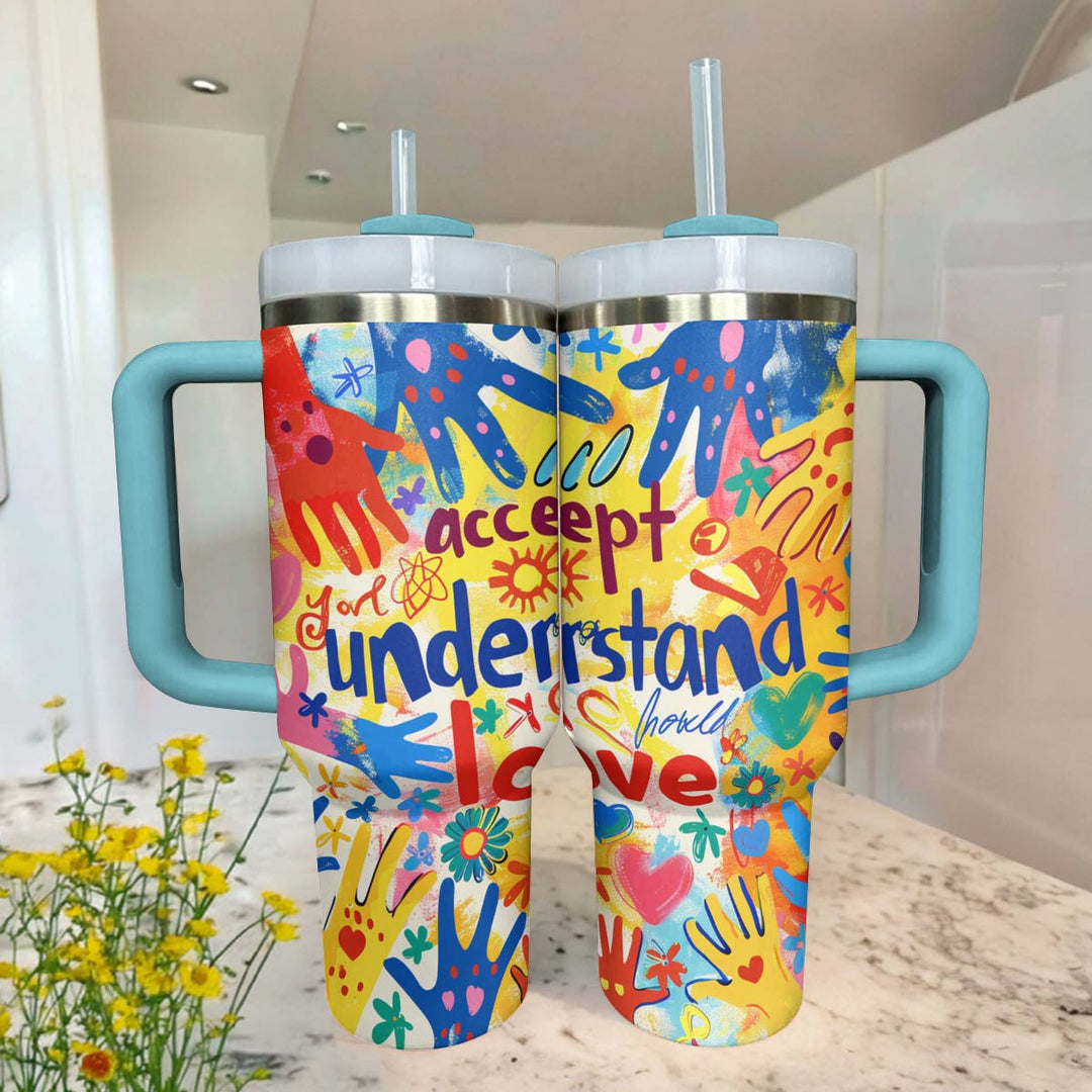 40 Oz Shineful Tumbler Autism Accepct Love Sunshine