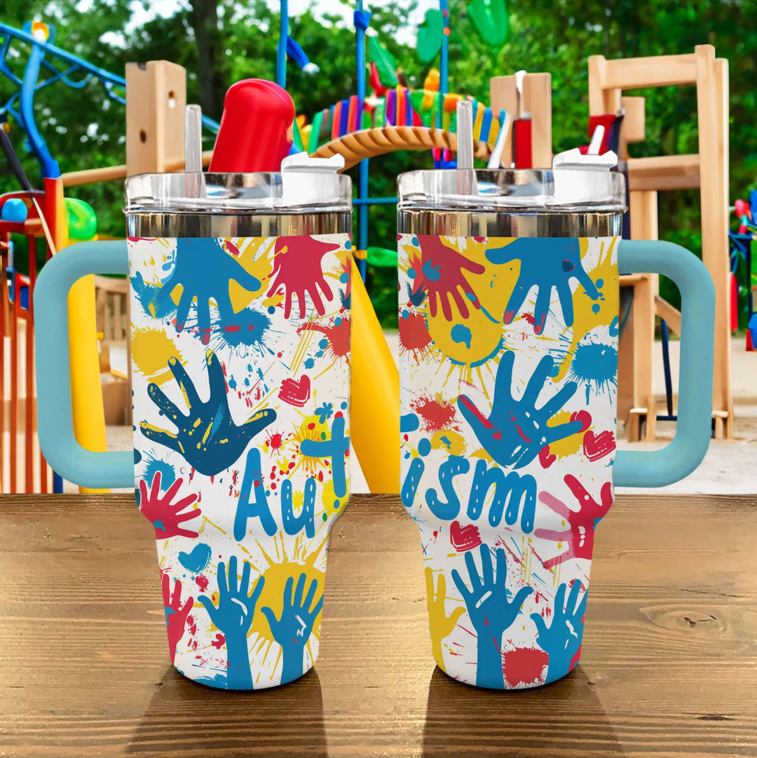 40 Oz  Shineful Tumbler Sky Blue Autism