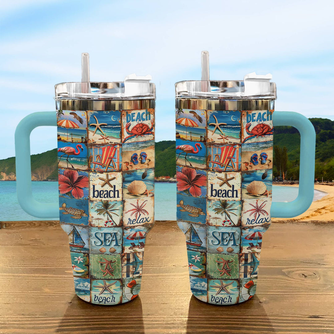 40 Oz Shiny Tumbler Start New Beach