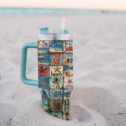 40 Oz  Shineful Tumbler Start New Beach