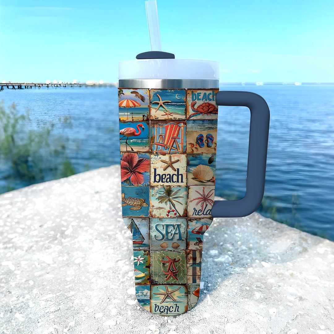 40 Oz  Shineful Tumbler Start New Beach