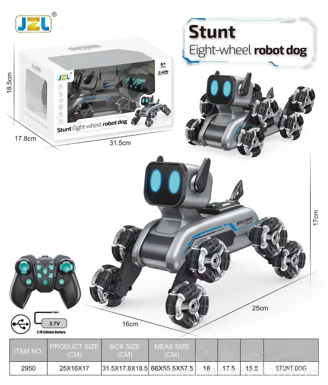 Eight wheeled stunt dog 2.4G remote control intelligent swing arm drift robot dog climbing car children's toy