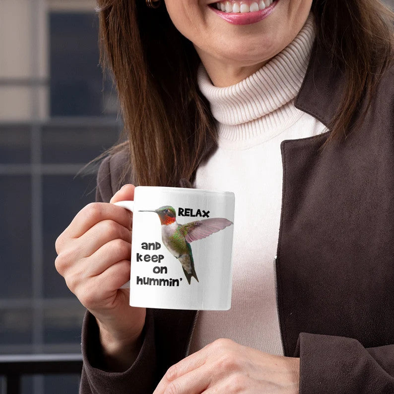 Kolibri-Kaffeetasse – Bestes Geschenk für Kolibri-Liebhaber – Lustige Kolibri-Kaffee- oder Teetasse – Camping-Geschenk – Geschenk für Vogelbeobachter