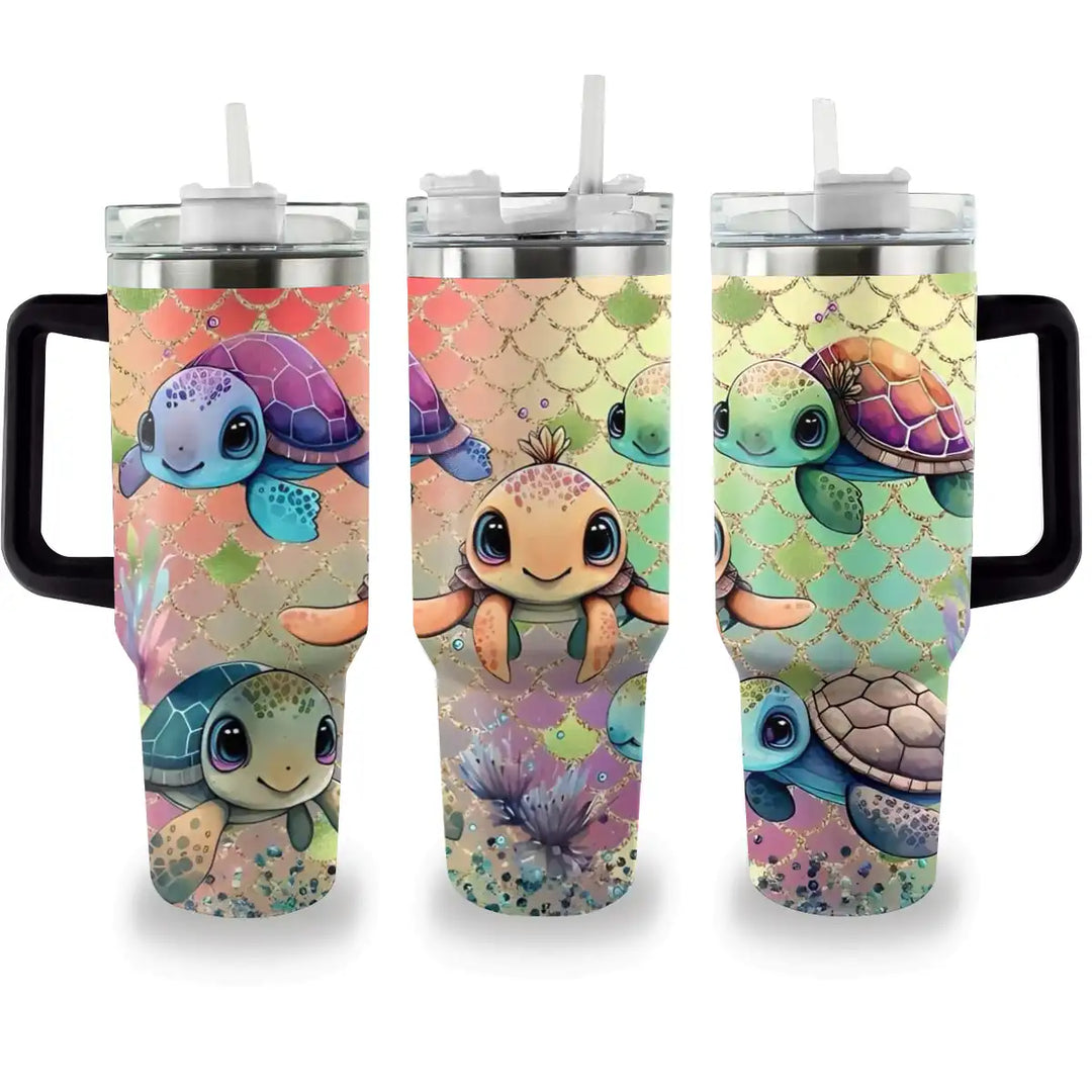 40 Oz  Shineful Tumbler Sparkling Sea Turtles