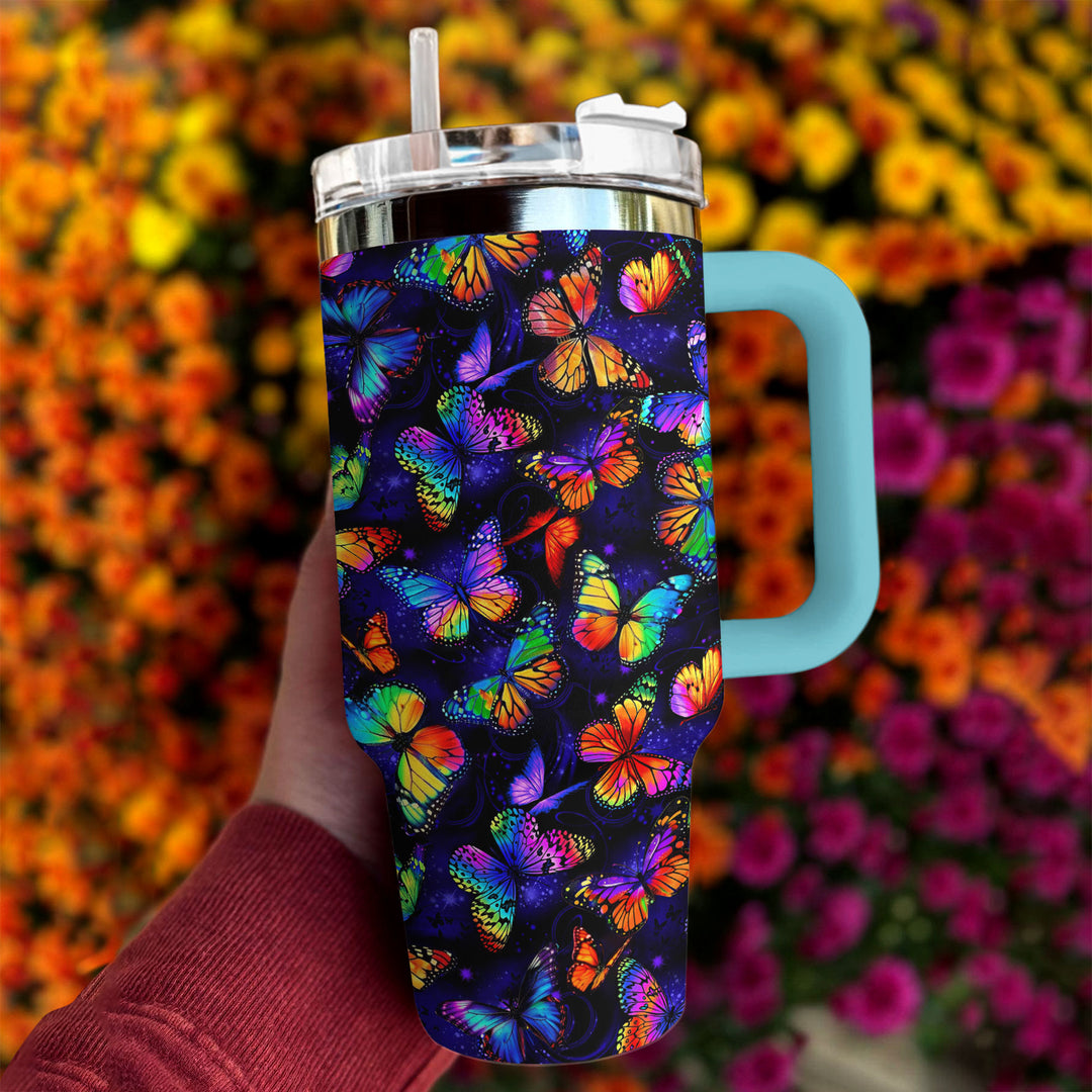 40 Oz Shineful Tumbler Rainbow Butterfly Magic