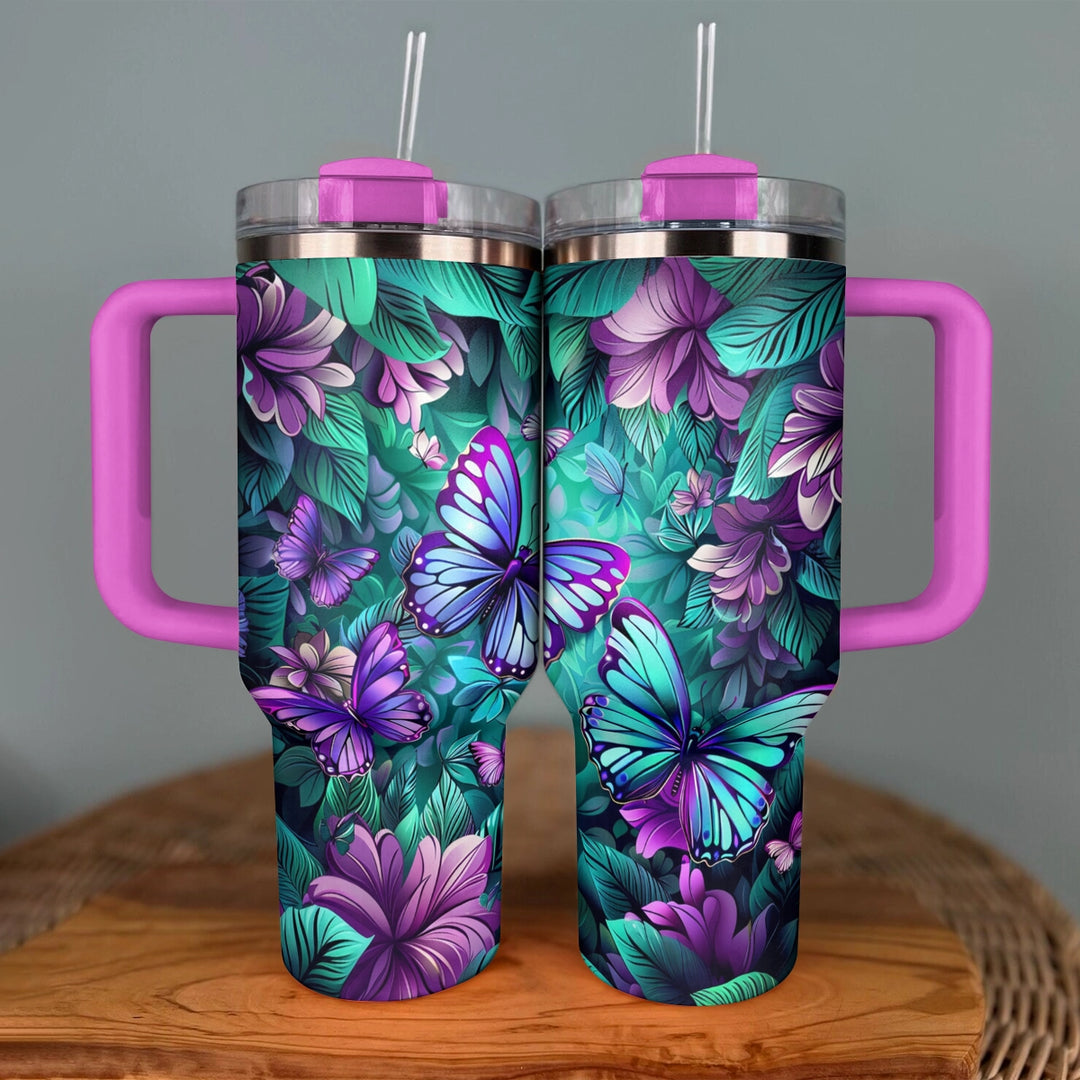 40 Oz Shineful Tumbler Butterfly Garden Bliss