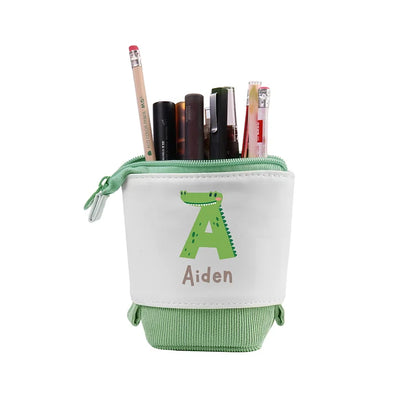 Personalized Pencil Case Custom Name - Letter Animals Pen Pouch Back To School Gift for Kids