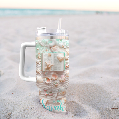 40 Oz Shineful Personalized Tumbler Pastel Beach Reads