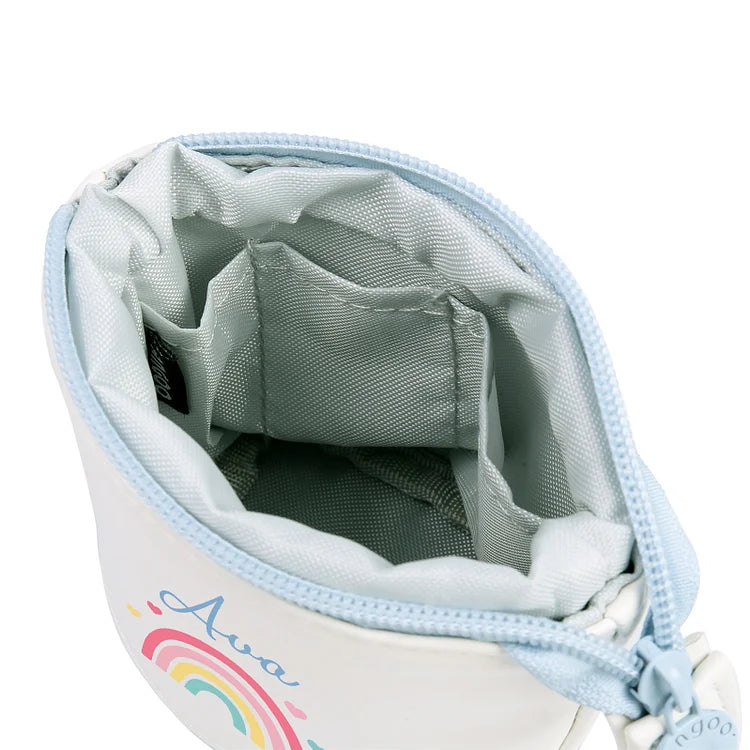 Personalisiertes Federmäppchen mit individuellem Namen, Regenbogen-Stiftetasche, Canvas, PU-Leder, Geschenk für Kinder zum Schulanfang