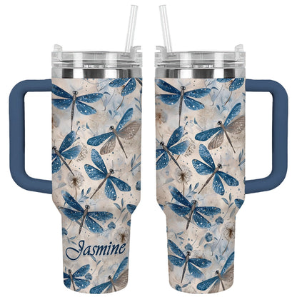 40 Oz Shineful Tumbler Personalized Blue Dragonfly Whispers